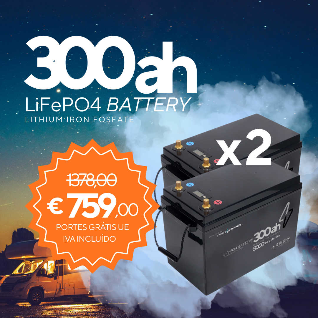 PACK 2x BATERIA LÍTIO 300AH | AUTOCARAVANA