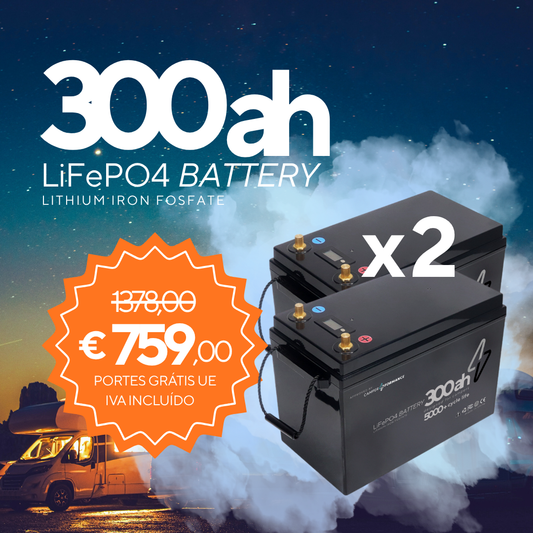 PACK 2x BATERIA LÍTIO 300AH | AUTOCARAVANA