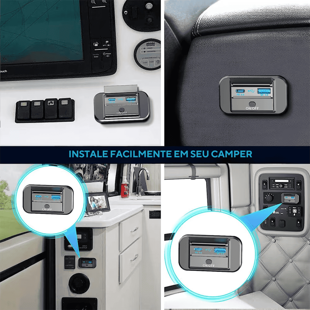TOMADA USB + USB-C >>>CARREGAMENTO RÁPIDO<<< PARA AUTOCARAVANA 12V