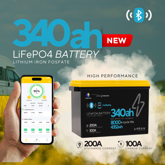 Bateria de Lítio para Autocaravana 340ah 12v | Bluetooth e Aplicativo de Monitoramento