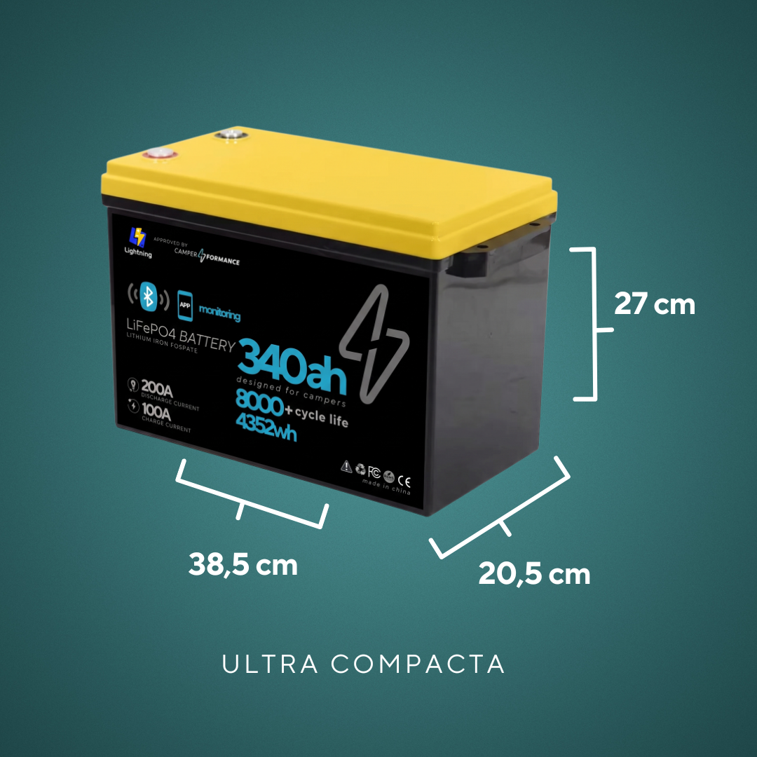 Bateria de Lítio para Autocaravana 340ah 12v | Bluetooth e Aplicativo de Monitoramento