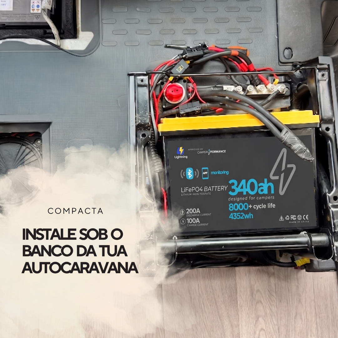 Bateria de Lítio para Autocaravana 340ah 12v | Bluetooth e Aplicativo de Monitoramento