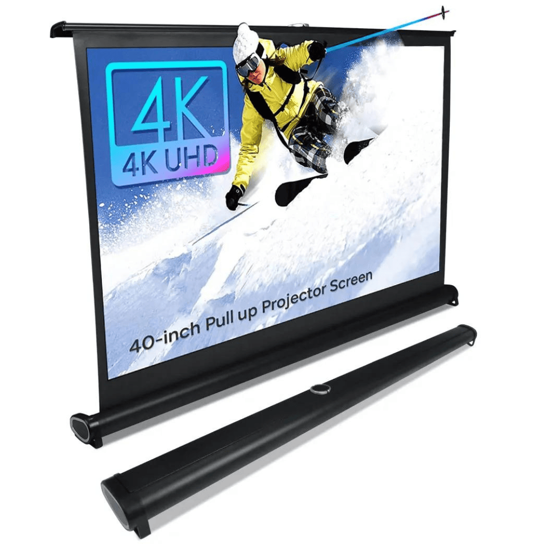 TELA PROJEÇÃO RETRÁTIL AUTOCARAVANA 40" 4K ALUMINIUM >>Oferta de Lançamento<<